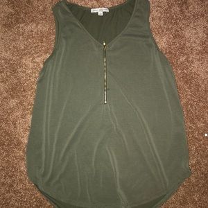 Olive green tank top with zipper